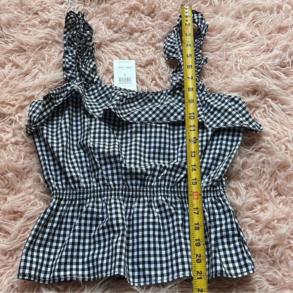 7 for all mankind Black and White Gingham Sleveless Ruffle Top - Picture 10 of 11